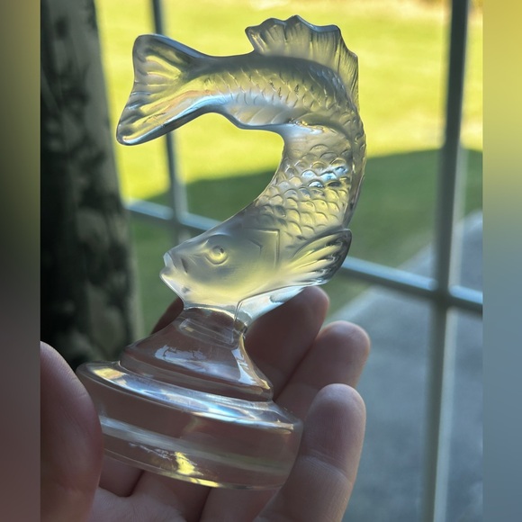 Vintage Lalique Glass Goujon - Jumping Koi Fish - Paperweight - Picture 15 of 15